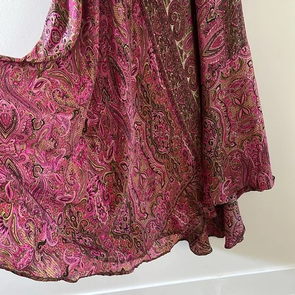 Bohemian flared paisley pink maxi dress one size 100% Viscose - Picture 6 of 17